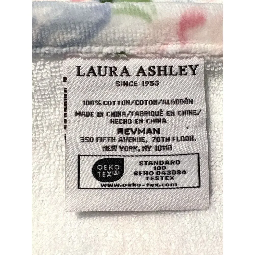 Laura Ashley Bath Towel Set Quartet Floral 2 Pcs Pink Blue Green NWT